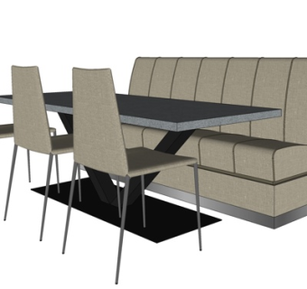 现代方形餐桌椅su模型