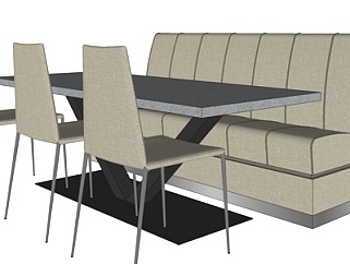 现代方形餐桌椅<em>su模型</em>