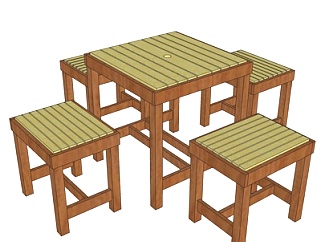 新中式休闲桌椅su<em>模型</em>