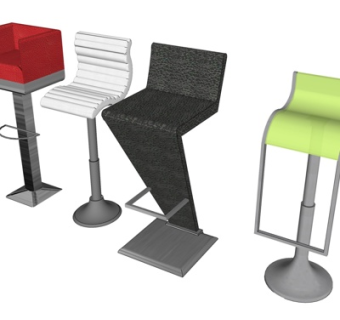 现代吧台椅su模型