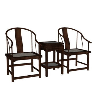 新中式休闲桌椅su模型