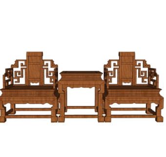 中式休闲桌椅su模型