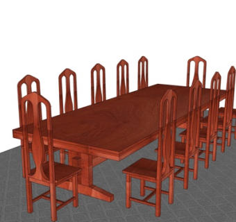 法式餐桌椅su模型