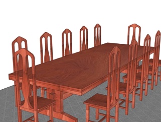 法式餐桌椅su模型