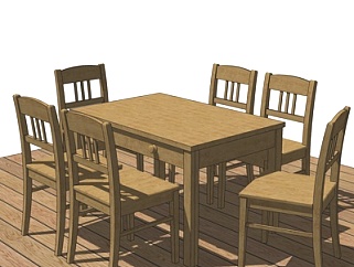 新中式<em>餐桌椅</em>su模型
