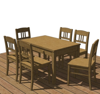 新中式餐桌椅su模型