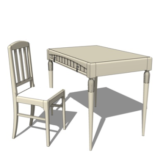 简欧书桌su模型