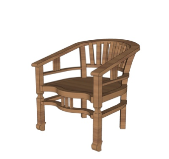 新中式单椅su模型