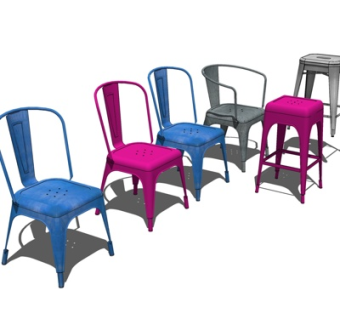 美式单椅su模型