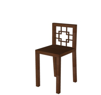 新中式单椅su模型