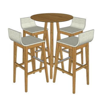 北欧休闲桌椅su模型