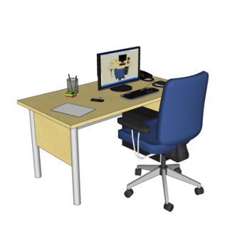 现代书桌su模型