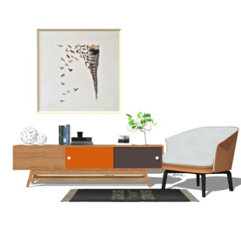 现代电视柜su模型