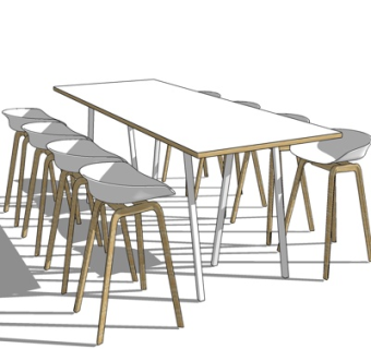 北欧餐桌椅su模型