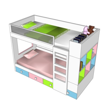 现代儿童上下床su模型