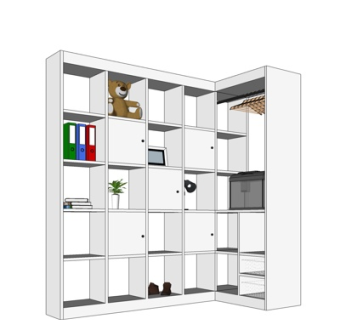 现代实木装饰柜su模型
