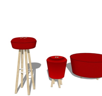 北欧实木吧台椅su模型