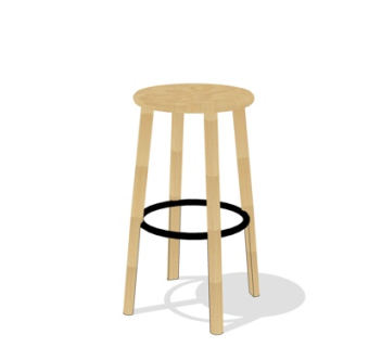 北欧实木吧台椅su模型