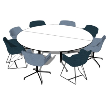 现代圆形餐桌椅su模型