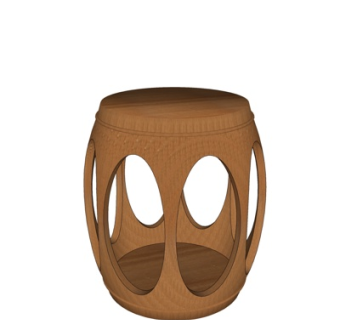 现代实木圆凳su模型