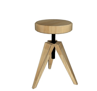 现代实木凳子su模型