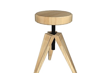 现代实木凳子su模型