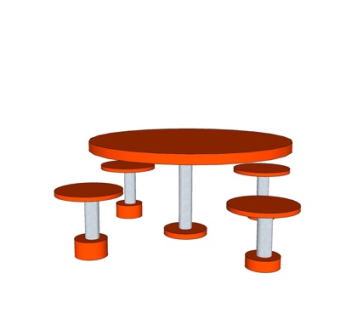 现代圆形休闲桌椅su模型