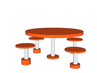 现代圆形<em>休闲</em>桌椅su模型