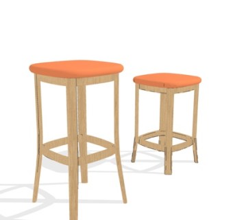 北欧实木吧台椅su模型