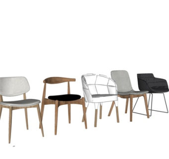 现代实木单椅su模型