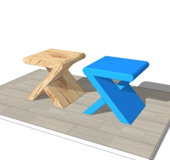 现代实木凳子su模型