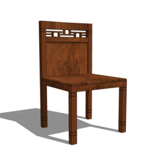 中式实木单椅su模型