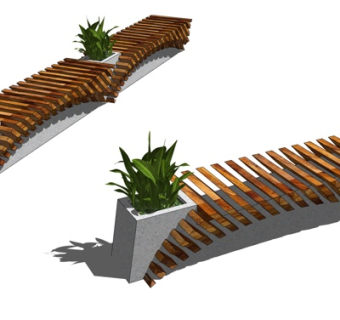 现代实木户外椅su模型