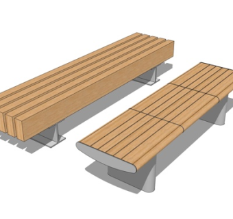 现代实木户外椅su模型