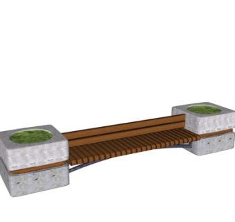 现代实木户外椅su模型
