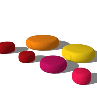 现代布艺圆凳su模型