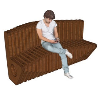 现代实木户外椅su模型