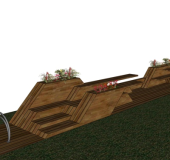 现代实木户外椅su模型