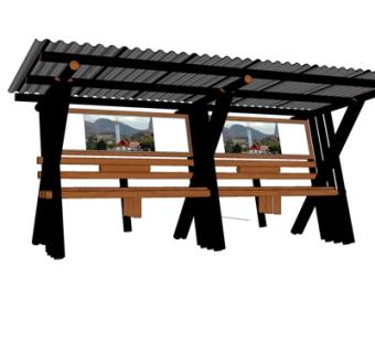 现代廊架凉亭su模型