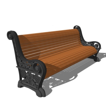 欧式实木户外椅su模型