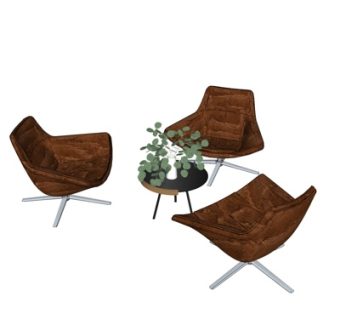 现代皮革休闲椅su模型