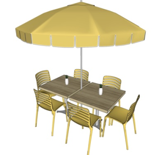 现代户外休闲桌椅su模型