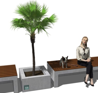 现代实木户外椅su模型