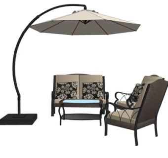 欧式户外休闲桌椅su模型