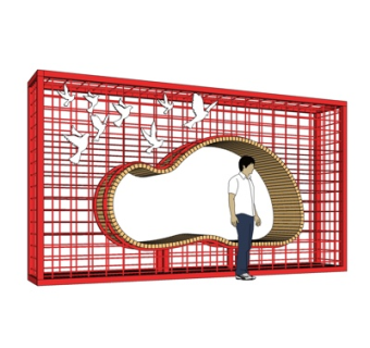 现代实木户外椅su模型