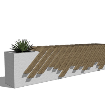 现代实木户外椅su模型