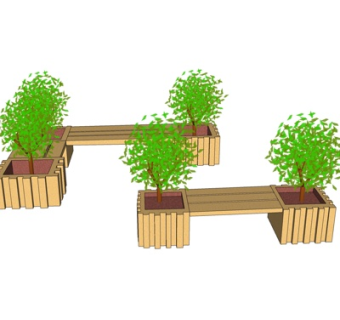 现代实木户外椅su模型