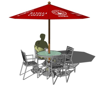 现代户外休闲桌椅su模型