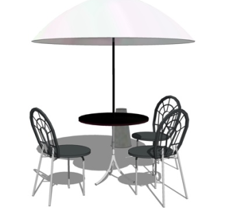 现代户外休闲桌椅su模型