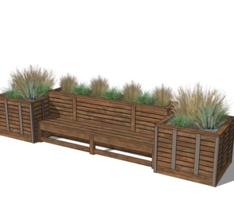 现代实木户外椅su模型